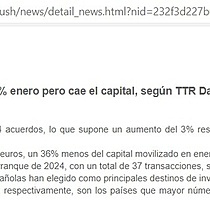 El mercado de fusiones y adquisiciones espaol crece un 3% enero pero cae el capital, segn TTR Data
